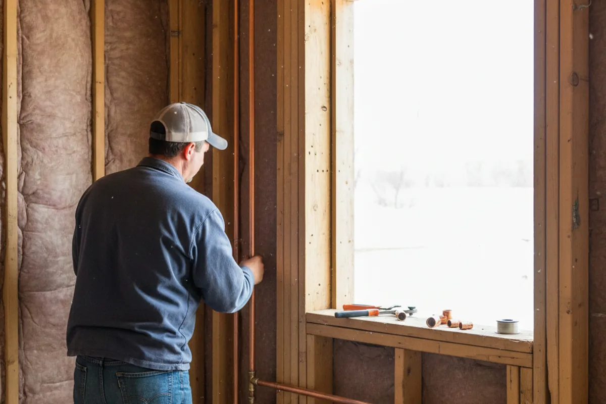Licensed plumber running new copper supply lines in a New Trenton home